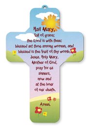 7 1/4" Hail Mary Prayer Wood Cross