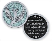 Holy Spirit Blue Enamelled Pocket Token