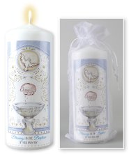 6" Gift Bagged Boys Baptism Candle