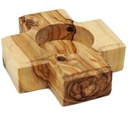 Olive Wood Tealight Holder - Cross