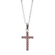 Light Rose Swarovski Crystal Cross Pendant