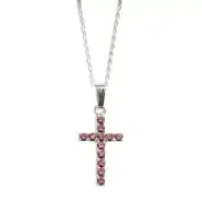 Light Rose Swarovski Crystal Cross Pendant