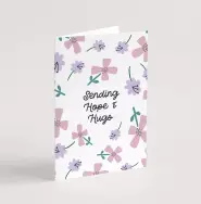 'Sending Hope and Hugs' (Petals) with bible verse A6 Greeting Card