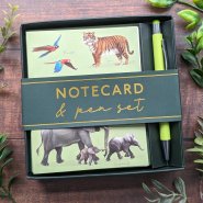 Notecard And Pen Set Boxed - Patricia Maccarthy Jungle Green