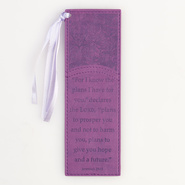 For I Know the Plans Purple Faux Leather Bookmark - Jeremiah 29:11