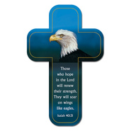 "Wings Like Eagles" (Blue) Paper Cross Bookmark Pack of 12