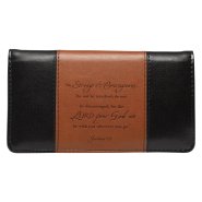 Checkbook Wallet Black/Brown Strong & Courageous Josh. 1:9