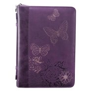 Medium Butterflies Purple LuxLeather Bible Cover