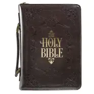 Large The Holy Bible Dark Brown Faux Leather Classic Bible Cover