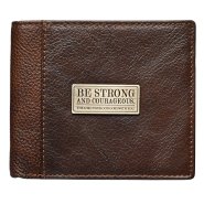 Wallet Leather Brown Be Strong & Courageous Badge