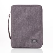 Medium Gray Poly-canvas Bible Cover with Ichthus Fish Badge