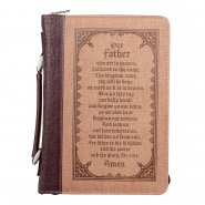 Medium The Lord's Prayer Brown Two-tone Faux Leather Classic Bible Cover