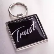 Christian Art Gifts Metal Epoxy Keychain for Men and Women: Trust in the Lord - Proverbs 3:5 Inspirational Bible Verse Faith Keyring, Black, 2" Square