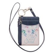 ID Card Holder Navy/Pink Floral Printed It is Well with My Soul