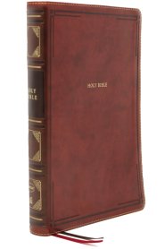 NKJV Holy Bible Super Giant Print Reference Bible, Brown Leathersoft, Thumb Indexed, 43,000 Cross references, Red Letter, Comfort Print: New King James Version