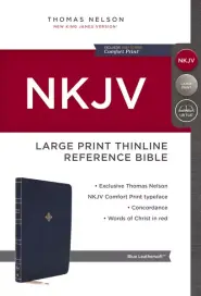 NKJV, Thinline Reference Bible, Large Print, Leathersoft, Blue, Red Letter, Comfort Print