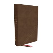 NKJV, Word Study Reference Bible, Leathersoft, Brown, Red Letter, Thumb Indexed, Comfort Print