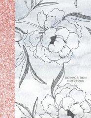 Composition Notebook: Glitter and Floral Large Wide Rule Lines with Page Numbers