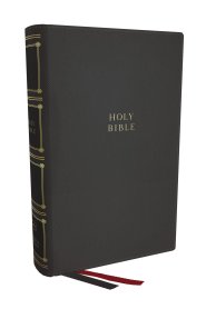 NKJV, Compact Center-Column Reference Bible, Gray Leathersoft, Red Letter, Comfort Print