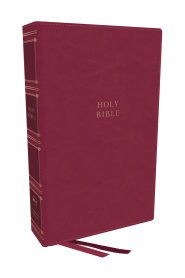 NKJV, Compact Center-Column Reference Bible, Dark Rose Leathersoft, Red Letter, Comfort Print