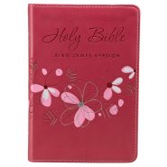 KJV Pocket Bible, Pink, Imitation Leather, Gift, Ribbon Marker, Lay-Flat Spine, Gilt Edges, Scripture Verse Finder, One Year Reading Plan