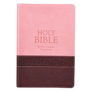 KJV Large Print Bible, Brown and Pink, Imitation Leather, Red Letter, Verse Finder, Reading Plan, Gilt Edged, Ribbon Marker, Presentation Page, Subheadings