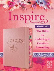 NLT Inspire Catholic Bible, Pink, Imitation Leather, Colouring, Journaling, Scripture Art, Wide Margins, Gift, Ribbon Marker