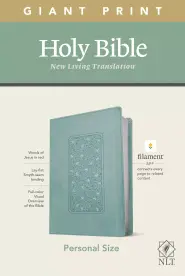 NLT Personal Size Giant Print Bible, Filament Enabled Edition, Red Letter, LeatherLike, Floral Frame Teal