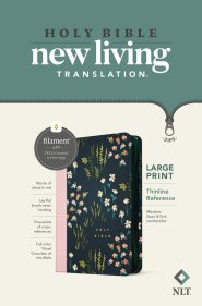 NLT Large Print Thinline Reference Zipper Bible, Filament Enabled (LeatherLike, Meadow Navy & Pink , Red Letter)