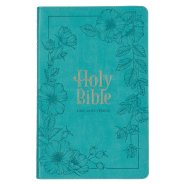 KJV Holy Bible, Standard Size Faux Leather Red Letter Edition - Thumb Index & Ribbon Marker, King James Version, Teal Floral Zipper Closure