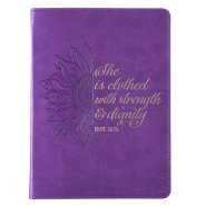 Strength & Dignity Purple Sunflower Faux Leather Handy-Sized Journal - Proverbs 31:25