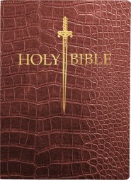 KJV Sword Bible, Large Print, Walnut Alligator Bonded Leather, Thumb Index: (Red Letter, Burgundy, 1611 Version)