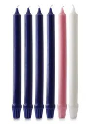 12" x 1"  Fluted Advent Candle Set - Purple, Pink & White