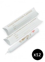 Pack of 12 First Communion & Confirmation Candles 9" x 7/8" (Pillow Pack)