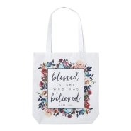 Blessed is She Who Has Believed Tote Bag with Inside Pocket