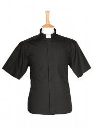 Black Clerical Shirt Short Sleeve - Collar Size 15.5"