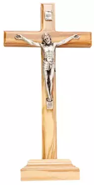 7" Olive Wood Standing Crucifix