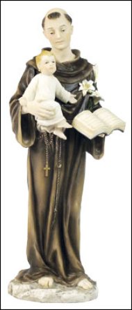 10 1/4" Saint Anthony Veronese Resin Statue