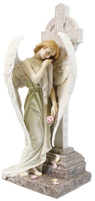 12" Angel & Cross Veronese Resin Statue