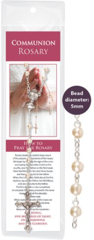 Communion Pearl Glass Rosary