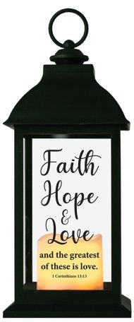 Faith, Hope & Love LED Candle Lantern