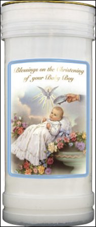 Boy's Single Pillar Christening Candle