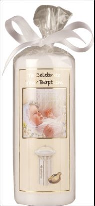 6" Gift Wrapped Baptismal Baby Candle