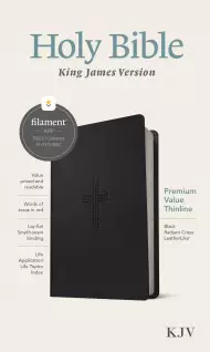 KJV Premium Value Thinline Bible, Filament-Enabled Edition (LeatherLike, Black Radiant Cross, Red Letter)