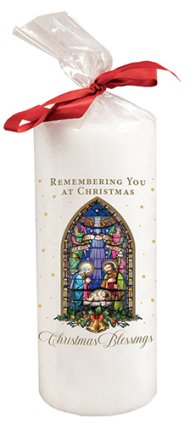 6" Nativity Candle with Red Ribbon