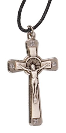 1 1/2" Metal Crucifix with Swarovski Crystal