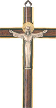 8" Metal Risen Christ Wood Crucifix