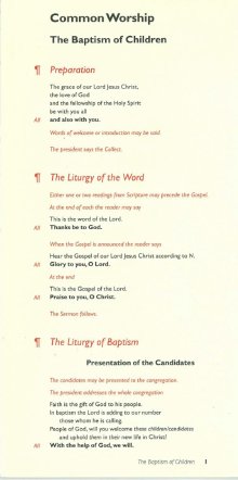 Common Worship: The Baptism of Children