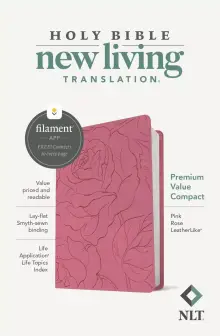 NLT Premium Value Compact Bible, Filament Enabled (LeatherLike, Pink Rose)