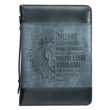 Large Be Strong Lion Two-Tone Classic Bible Cover